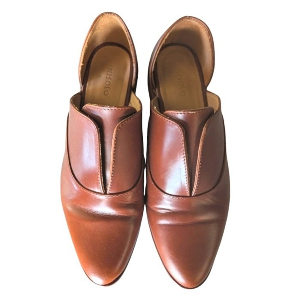 Nisolo Emma d'Orsay Oxford Leather Flats Brandy Brown Womens 8 Pointed Toe - Picture 6 of 9